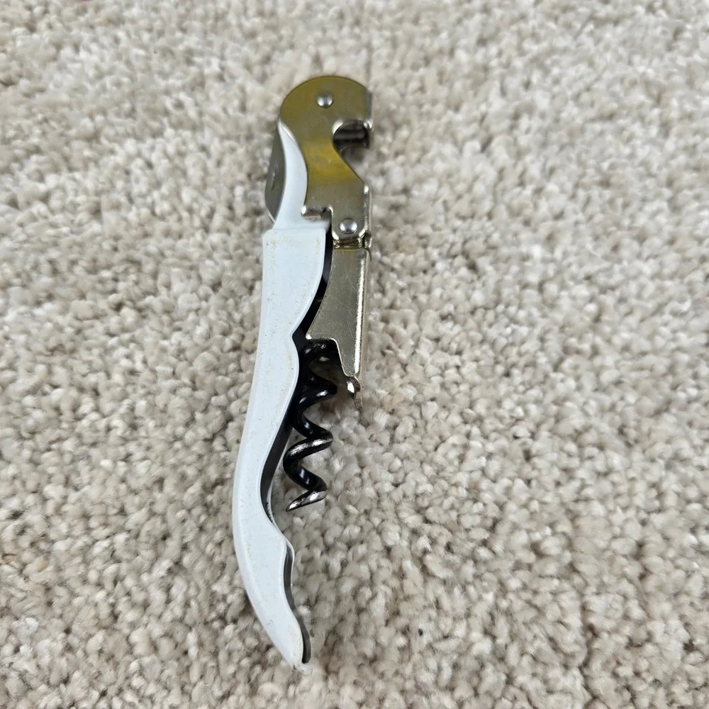 Banville Wine Merchants Waiter Corkscrew White Double Hinged‎ Wine Opener Tool